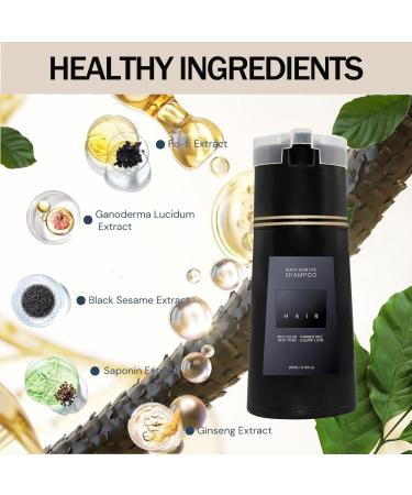  YUNZHIHUI Hair Dye Shampoo 3 In 1 Natural Ingredients Hair Coloring Shampoo Long Lasting Hair Coloring Shampoo For Women And Men (Black) - Buy Online on GoSupps.com