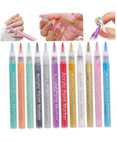 12 pieces/set of nail art pens 12 colors nail polish pens quick drying nail art pigment dotting pens waterproof nail polish design pens for DIY manicure