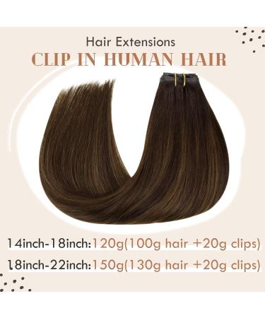 Vivien Clip In Extensions - 14 Inch Real Hair Balayage Brown Extensions - 120g PU Clips - #2/8/2 - Buy Online on GoSupps.com