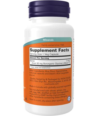 Now Foods Boron 3mg 100 Capsules - Bone Health Support - Buy Online on GoSupps.com
