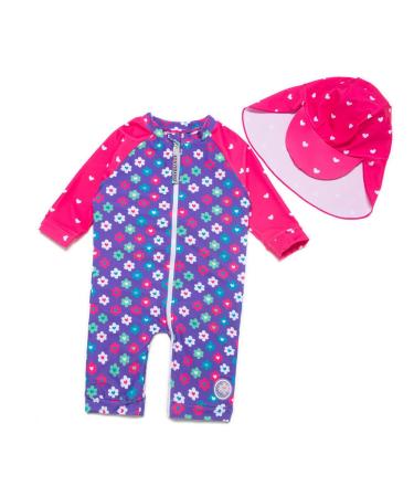 BONVERANO Baby Girls Swimsuit Toddler Bathing Suit Full-Length Zipper One Piece Swimwear with UPF 50+ Sun Protection Purple 18-24 Months