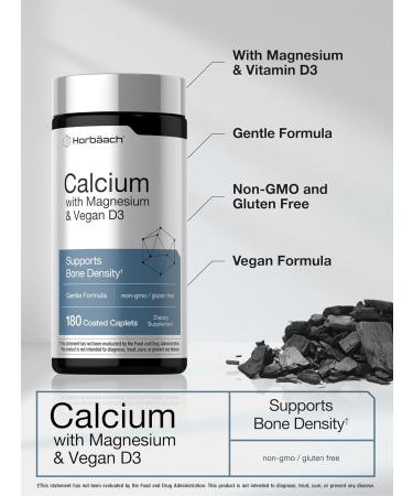 Horb ach Calcium Magnesium D3 | 180 Coated Caplets | Supports Bone Density | Supplement for Men and Women | Vegan Non-GMO Gluten Free - Buy Online on GoSupps.com