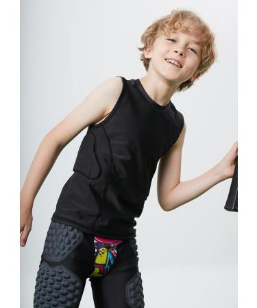 Buy Kids Padded Football Shirt & Rib Guard - XL Black Compression Basketball & Rugby Gear - Buy Online on GoSupps.com