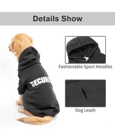 BINGPET Security Dog Hoodie X-Large Black - Warm Fleece Pet Sweater Coat for Cold Weather - Dog & Cat Hooded Sweatshirt - Chest Girth 34 - Buy Online on GoSupps.com