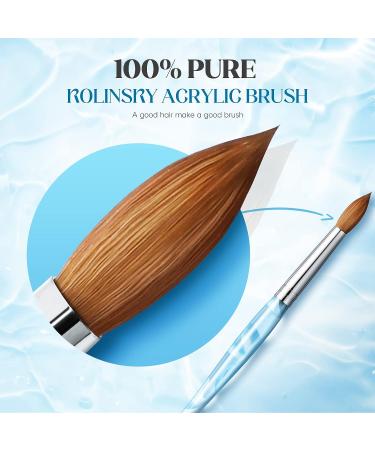 Kolinsky Acrylic Nail Brush Size 18 - White Swirl Blue Handle for Acrylic Application - Buy Online on GoSupps.com