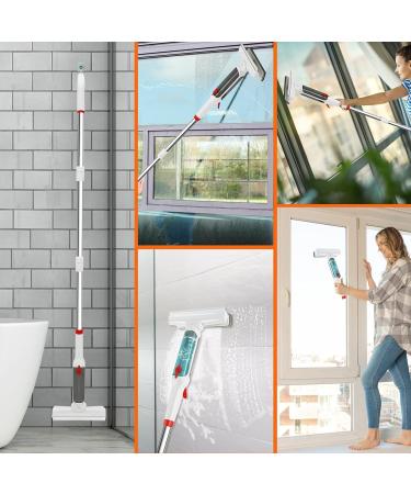 Abizarch Window Squeegee 75 Inch Water Spray Window Cleaner Anti-Scratch Window Washer Equipment with 4 Poles and 4 Scrubbing Clothes for Cleaning Mirror Shower Glass High Window Car ZHAZHAMO - Buy Online on GoSupps.com