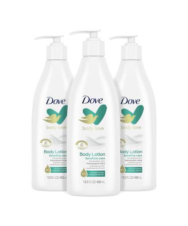 Dove Body Love Fragrance Free Lotion for Rough or Dry Skin Sensitive Care Soothes and Comfort, White, 13.5 Oz, Pack of 3