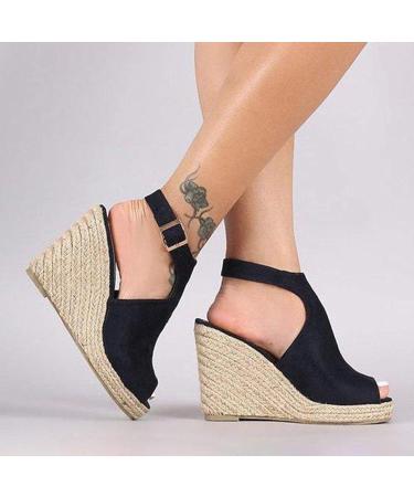 Nursling Cute Wedge Sandals 2023 | Women's Open Toe Breathable Beach Shoes - 8.5 A2 Black - Buy Online on GoSupps.com