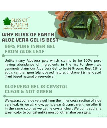 BLISS OF EARTH Aloe Vera Gel Pure Crystal Clear Best For Face Body Hair Effective Cooling Soothing Hydrating Colour And Fragrance Free Alcohol And Paraben Free 200gm - Buy Online on GoSupps.com
