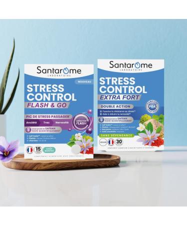Santarome - Stress Control Flash & Go - Compl ment alimentaire stress action flash - Aide g rer les pics de stress passagers anxi t trac et nervosit - Safran Safr inside - 15 comprim s Stress Control Flash & Go - Pic de stress passager - Safran - Action f - Buy Online on GoSupps.com