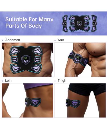 EMS Muscle Stimulator - 8 Modes & 15 Intensities Abdominal Trainer | USB Rechargeable Fitness Device with 10 Gel Pads for Belly Arms & Legs - Flame Violet - Buy Online on GoSupps.com
