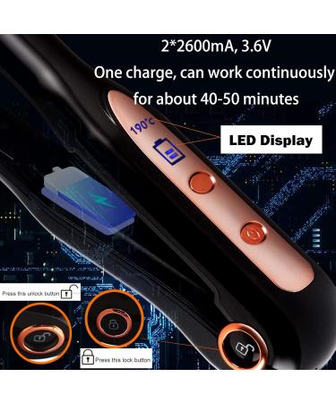 Buy 2 in 1 Professional Hair Straightener & Curler USB Rechargeable Ceramic Heating Smooth Hair Black | International Shipping - Buy Online on GoSupps.com