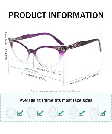 Eyekepper Cateyes Women's Reading Glasses - Purple-Transparent (2.50 Diopters) - Stylish & Comfortable Eyewear for All Users - Buy Online on GoSupps.com