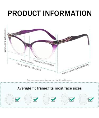 Eyekepper Cateyes Women's Reading Glasses - Purple-Transparent 1.50 | Stylish Lightweight & International Shipping - Buy Online on GoSupps.com