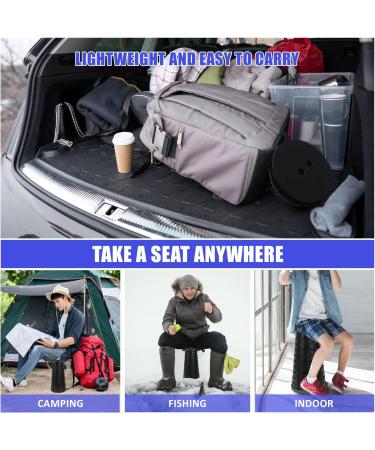 Portable Folding Stool for Adults - Lightweight Telescopic Seat, 500 LB Capacity - Ideal for Camping, Fishing, BBQ - Indoor/Outdoor Use - Black - Buy Online on GoSupps.com