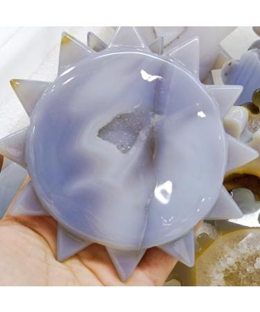 1pc Sun Shape Natural Agate Geode Figurine Reiki Stone Carved Good Luck Crystal Gifts Decor Home Goods (Size : 7.5-8cm) - Buy Online on GoSupps.com