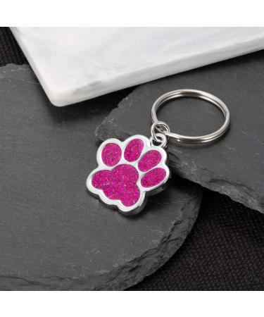 Personalized Fuchsia Dog & Cat ID Tags | Engraved Paw Print Pet Address Tags - Buy Online on GoSupps.com