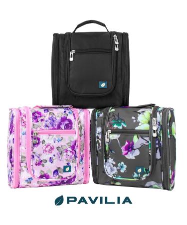 Pavilia Hanging Toiletry Bag | Travel Organizer for Toiletries & Cosmetics | Medium Floral Grey - Buy Online on GoSupps.com