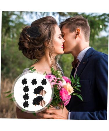Beavorty 3 Sets Rose Hair Clip Rose Hair Comb Clip Black Rose Flower Hair Comb Wedding Hair Comb Hair Accessories for Women Wedding Bridal Bride The Flowers Steamed Stuffed Bun Abs - Buy Online on GoSupps.com