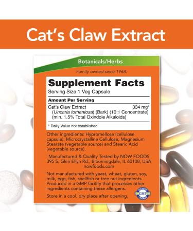 Now Foods Cat's Claw Extract 60 Veg Capsules - Natural Immune Support - Buy Online on GoSupps.com