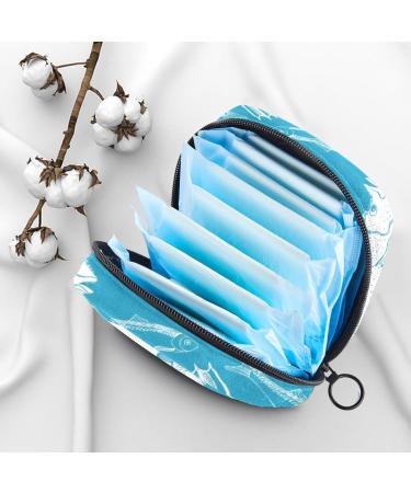 Sanitary Napkin Storage Bag Menstrual Cup Pouch Girls Travel Large Capacit Makeup Sanitary Pads Organizer Fish Blue Background Multi-colored 3 - Buy Online on GoSupps.com