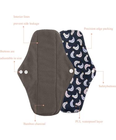 Bounippy Reusable Menstrual Cloth Pads - Washable Microfiber Absorbent Surfaces - Super Absorbent (6 Pads + 1 Small Bag) - Buy Online on GoSupps.com