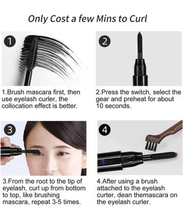 Heated Eyelash Curler Electric Eyelash Curler USB Rechargeable Eyelash Brush with LED Display 2 Temperature Gears 10S Quick Heating Eyelash Comb for Girls Women Gift - Buy Online on GoSupps.com