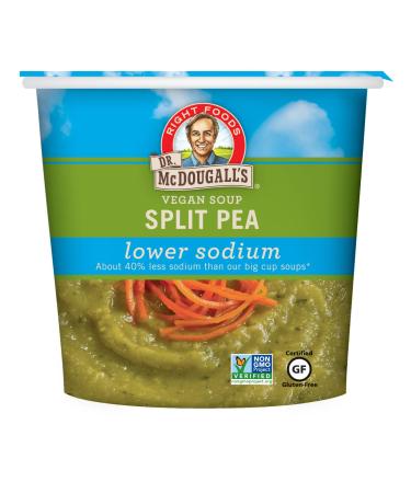 Dr. McDougall's Right Foods Vegan Split Pea Soup Lower Sodium, 1.9 Ounce Cups (Pack of 6) Split Pea, Lower Sodim