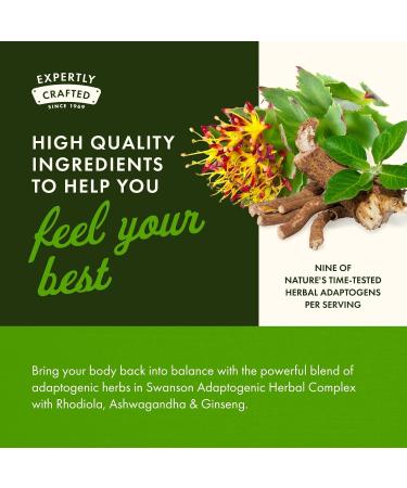 Swanson Rhodiola Ashwagandha Ginseng Complex Mood Energy Immune Function Nervous System Stress Support Adaptogen Herb Supplement 60 Capsules (3 Pack) - Buy Online on GoSupps.com