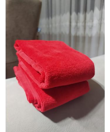 Georgiabags Set of 2 Deluxe Premium Terry Velour Fingertip Hand Towels, 100% Cotton, 11"x18", Hemmed Ends, Sport Towel Terry, High Absorbent (Red, 2) Red 2