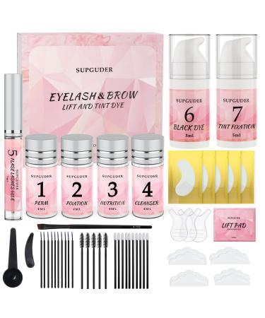 Lash Lift And Brow Lamination Kit  4 In 1 Eyelash Lift Kit With Black Color  Quick Curling and Thick Coloring Professional DIY at Home
