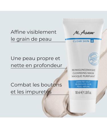 M. Asam CLEAR SKIN Cleansing Mask (100 ml) - Soothing Clay Face Mask Fights Pimples Impurities and Reduces Pores Clay Face Treatment Against Acne Vegan - Buy Online on GoSupps.com