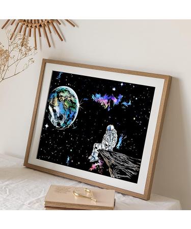 Space Series Scratch & Engraving Art Paper Kit - 3 Pack with Tools for Kids & Adults | Rainbow Sketch Cosmos & Astronaut Starry Sky Painting Craft Set - Buy Online on GoSupps.com