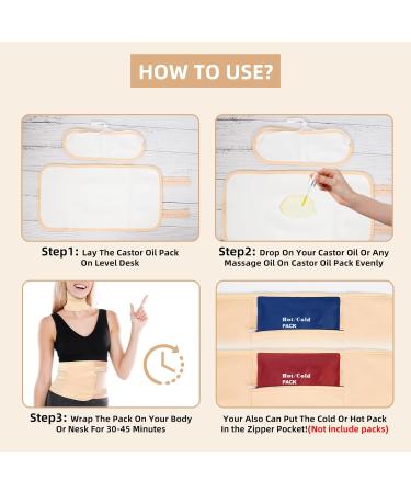 Castor Oil Pack Wrap Organic Cotton Waist and Neck Oil Packs Reusable Castor Oil Pack Wrap Kit for Relieve Stress Liver Detox Sleep Aid Adjustable Compress Wrap Kit Washable (Khaki) - Buy Online on GoSupps.com