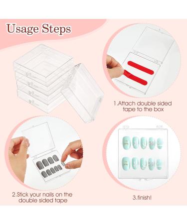ASTER 10 Pcs Press on Nail Storage Box with Adhesive Double Sided Tape Acrylic Fake Nail Box Nail Display Packaging Box Transparent Nail Storage Boxes for Home DIY Nail Salon(Square Corner) - Buy Online on GoSupps.com