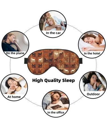 Brown Horse Print Unisex Sleep Eye Mask | Soft Comfort Eye Shade for Travel Yoga & Shift Work - Buy Online on GoSupps.com