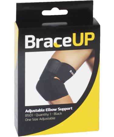 BraceUP Elbow Brace for Tendonitis & Tennis Elbow - Pain Relief Support for Men & Women - Adjustable Forearm Strap - Golfers Elbow Brace (Black - Buy Online on GoSupps.com