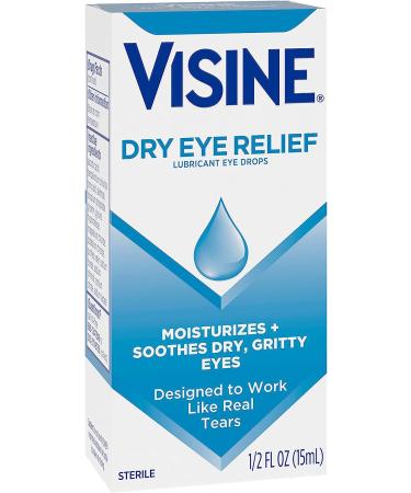 Visine Dry Eye Relief Lubricant Eye Drops | Moisturize & Soothe Irritated Eyes | Polyethylene Glycol Formula | 0.5 fl. oz - Pack of 1 - Buy Online on GoSupps.com