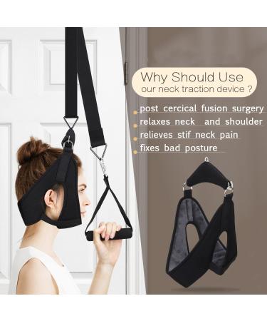 Neck Stretcher Cervical Traction Device - Portable Over-The-Door Pain Relief Therapy Aid for Neck Decompression - Black - Buy Online on GoSupps.com
