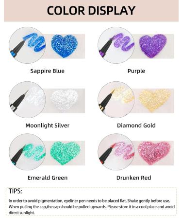 Glitter Eyeliner Liquid Liner Kit - 5 Metallic Colors - Long Lasting & Waterproof - Buy Online on GoSupps.com