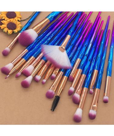 MUJGAN 20-Piece Makeup Brush Set Includes Brushes for Eye Shadow Eyeliner Eyebrow Lip Nose and Foundation - Soft and Durable Sponge Material for Flawless Application Gift (Purple - Dark Blue) - Buy Online on GoSupps.com