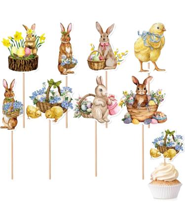 Easter Bunny Cupcake Toppers Room Ornaments Cake Picks Easy To Use Party Picks Cupcakes Long-lasting Chick Cupcake Toppers For Photo Wall Candy Box - Buy Online on GoSupps.com