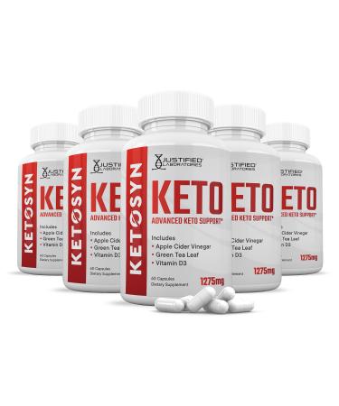 (5 Pack) Ketosyn Keto ACV Pills 1275MG Keto Support Blend Capsule Alternative to Keto ACV Gummies Formulated with Apple Cider Vinegar Extra Virgin Olive Oil Powder Green Tea Leaf 300 Capsules