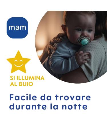 MAM Perfect Night Silicone Pacifier with Holder Skinsoft 6+ Months Light Blue | International Shipping Available - Buy Online on GoSupps.com