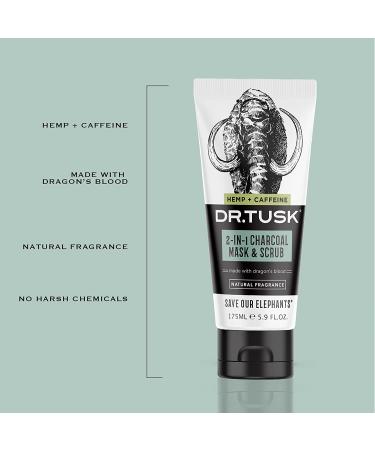 Dr. Tusk 2-in-1 Men's Face Scrub & Mask | Charcoal Cleanser with Clay, Hempseed Oil & Caffeine | Natural Skincare 5.9 fl oz - Buy Online on GoSupps.com