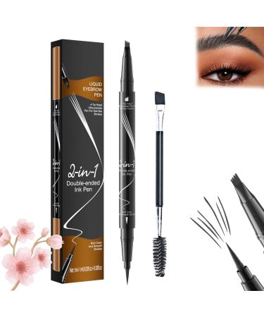 Bulletboard Waterproof Eyebrow Pen Bulletinboard Eyebrow Pen Bulletinboard Brow Pen Buletboard Liquid Eyebrow Pen Microblading Eyebrow Pencil with 4-Fork-Tip and Precise Brush-Tip (Grey)