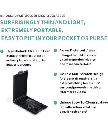 Kisdate Ultra-Light Foldable Reading Glasses - Black, 1.5 Diopters - Buy Online on GoSupps.com