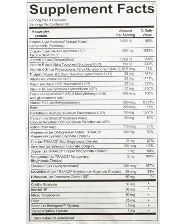 Ortho Molecular Alpha Base Caps Without Iron 240ct - Pack of 1 | Essential Daily Multivitamin Supplement - Buy Online on GoSupps.com