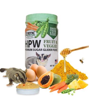 Sugar Glider HPW Diet Fruit & Veggie 12 oz. Jar - High Protein Healthy Natural No Mess Food for Sugar Gliders - High Protein Wombaroo Diet