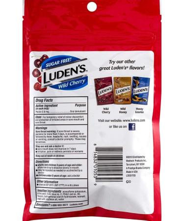 Luden's Sugar-Free Wild Cherry Throat Drops 25 EA - Buy 2 Packs and Save - Buy Online on GoSupps.com